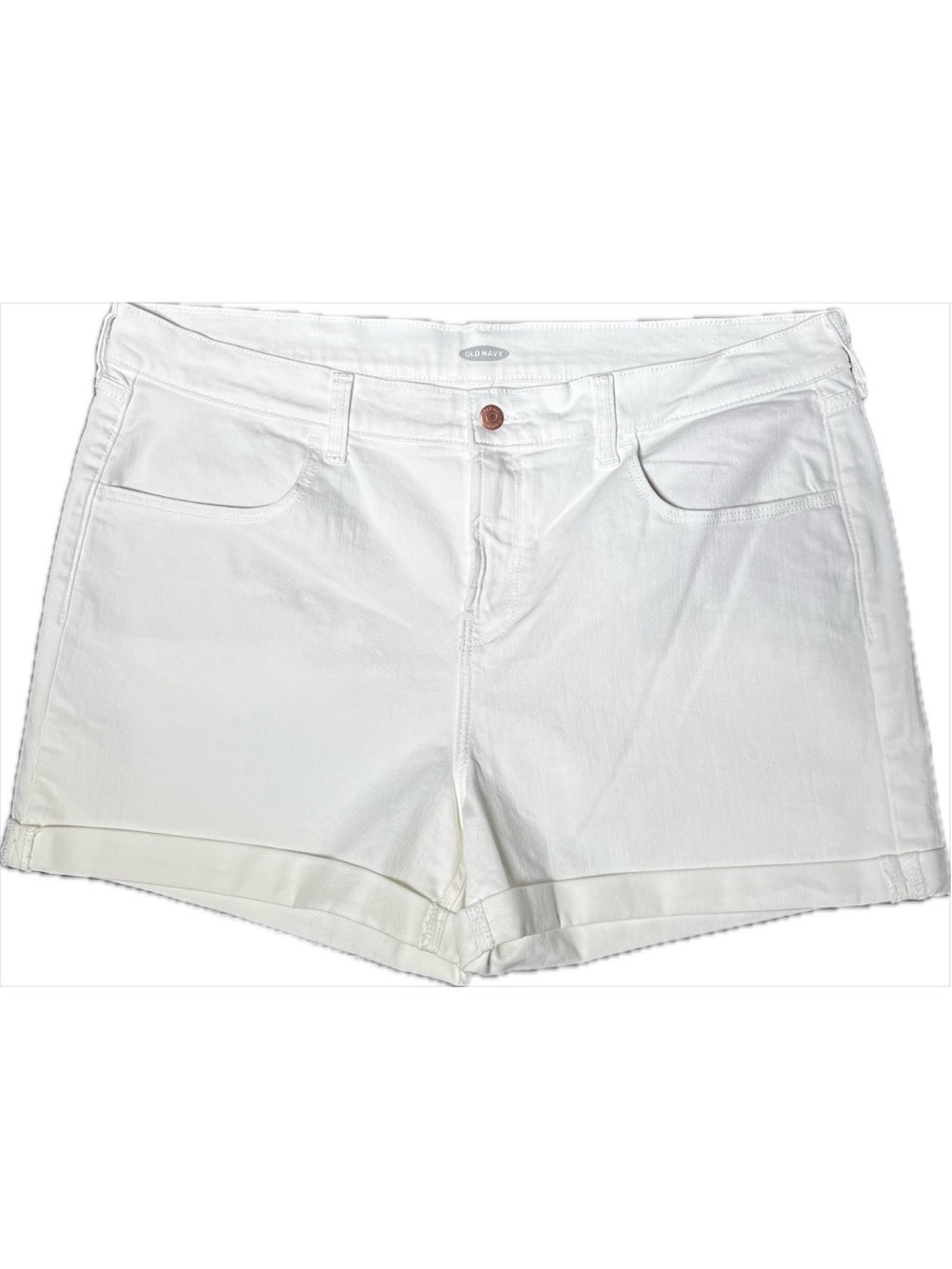 Old Navy White Denim Cuffed Jean Shorts Size 16